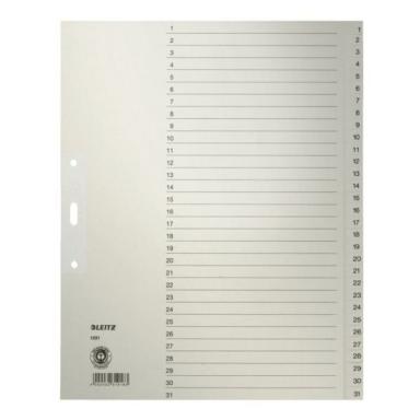 LEITZ Tauenpapier-Register, Zahlen, A4 Überbreite, 1-31,grau 31-teilig, 100 g/q