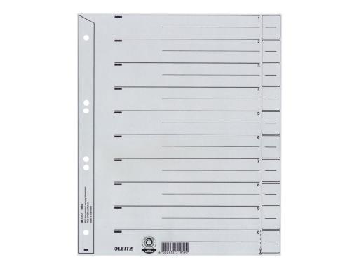 LEITZ Trennblätter, A4 Überbreite, Kraftkarton 200g/qm, grau Blanko-Registertab