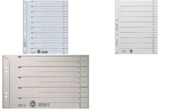 LEITZ Trennblätter, A4 Überbreite, Kraftkarton 200g/qm, grau Blanko-Registertab