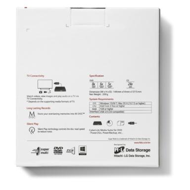 LG Hitachi HLDS GP60NW60 ext. DVD-Brenner ultra slim USB2.0 weiß