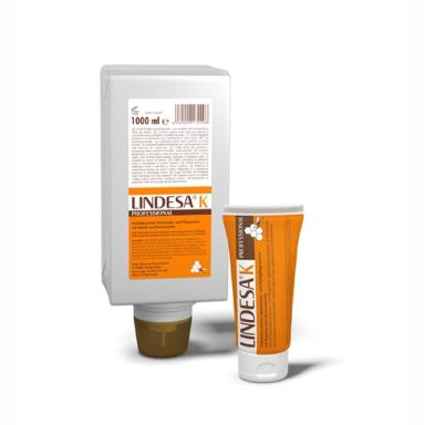 LINDESA® K Professional, parfümiert (Typ O/W) | 100 ml <br>Hautschutz mit Kamille und Bienenwachs für den Hautschutz vor der Arbeit, vermeidet Fettabdrücke auf Oberflächen<br>(vormals Lindesa K)