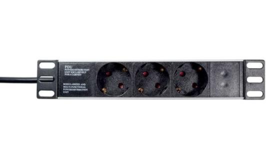 LOGILINK - 10 " 1.0U PDU mit 3x Schuko-Steckdosen (PDU3B01)