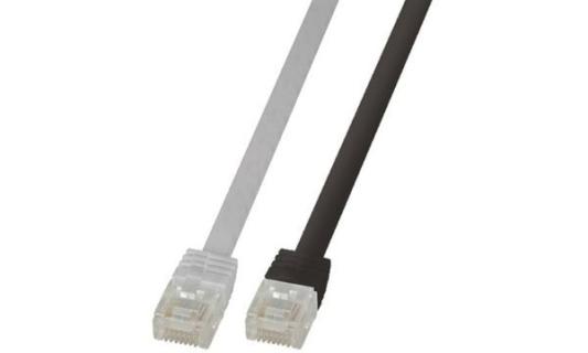 LOGILINK CAT6 U/UTP Flat Patch Cable AWG32 schwarz 10m Slim Line