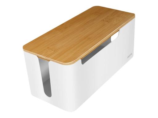 LOGILINK Cable Box, 320 x 140 x 130 mm, white with bamboo lid