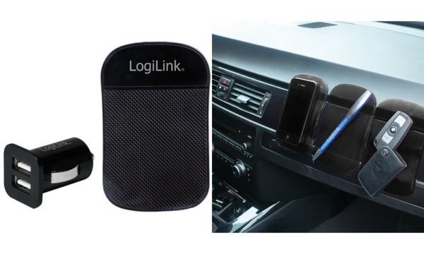 LOGILINK Car Charger USB 2-port + Antirutschmatte