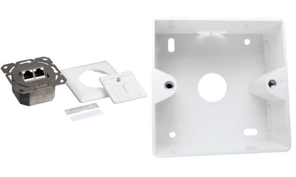 LOGILINK Cat.6A Anschlussdose, 2x RJ45,weiss, waagerecht