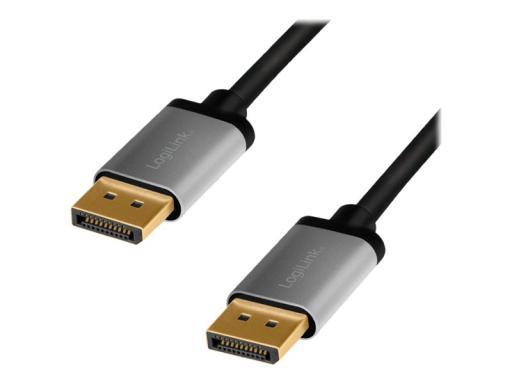 LOGILINK DisplayPort cable, DP/M to DP/M, 4K/60 Hz, alu, black/grey, 2 m