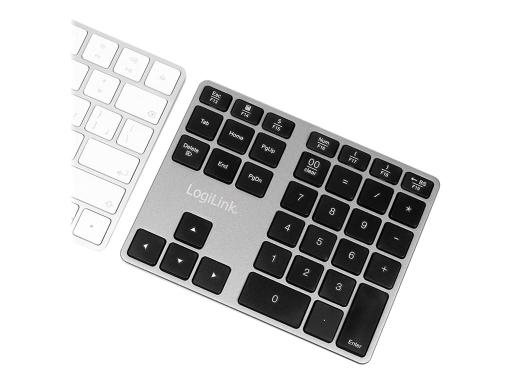 LOGILINK Keypad Bluetooth, mit 35 Tasten, ALU, Space grau