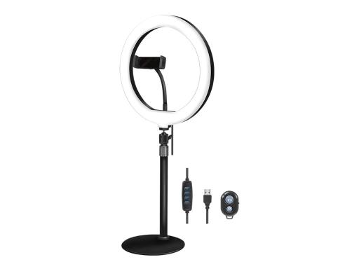 LOGILINK LED Ring Fill Light for Smartphone, 25 cm, black