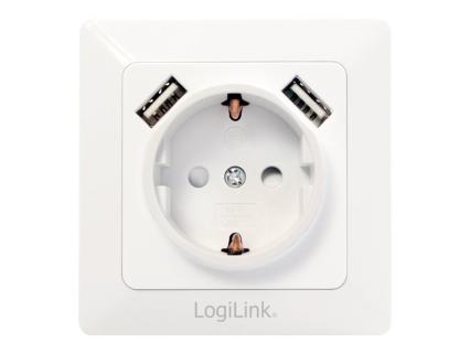 LOGILINK PA0162 1fach Unterputz-Steckdose mit USB IP20 Weiß