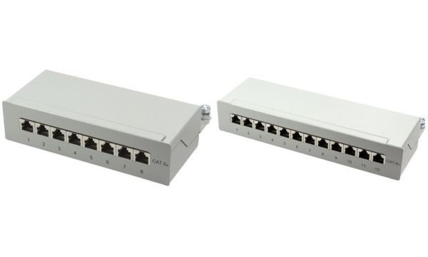 LOGILINK Patchpanel Logilink Tisch/Wand Cat.6A STP 12 Ports, grau