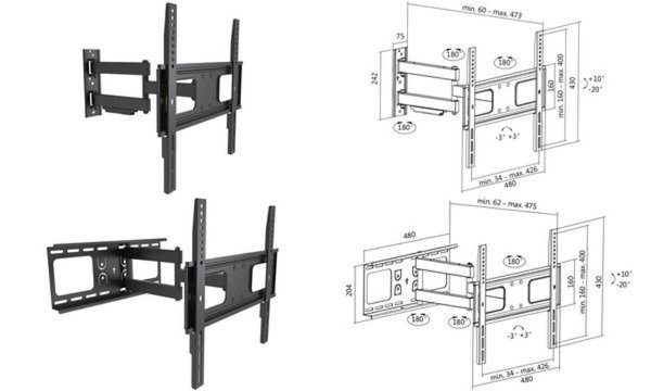 LOGILINK TV-Wandhalterung LogiLink neig- und schwenkbar für 32-55