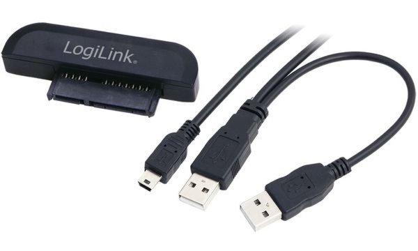 LOGILINK USB 2.0 - SATA Adapter, USB-A Stecker - SATA zum Anschluss von SATA-Fe