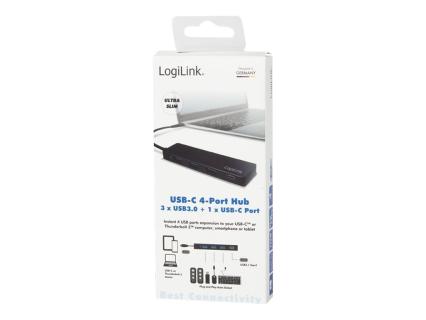 LOGILINK USB 3.1 HUB 3+1-port Type-C schwarz