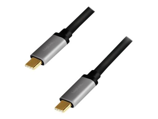LOGILINK USB 3.2 Gen 2 Type-C cable, C/M to C/M, PD, AV, alu, black/grey, 1 m