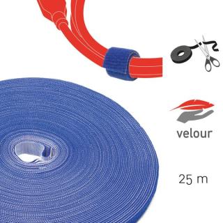 Doppelseitige Klettbandrolle, 25m x 16mm, blau, Klettkabelbinder