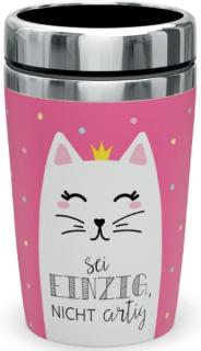 Becher to go 240ml Motiv Katze Innen Edelstahl, Aussen Kunststoff