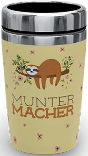 Becher to go 240ml Motiv Faultier Innen Edelstahl, Aussen Kunststoff