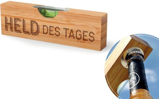 Flaschenöffner Bambus Motiv Held des mit Wasserwaage