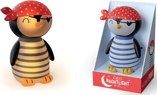 LED Nachtlicht m. Timer Motiv Pinguin inkl. 3 Knopfzellen-Batterien