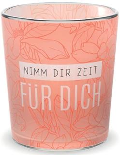 Teelicht Motiv Blüte Glas mit Papierbande