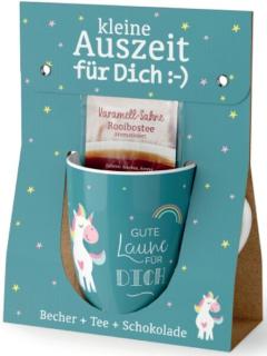 Becher+Tee+Schokolade Motiv Einhorn Becher 250 ml, Vollmilchschokolade 40g