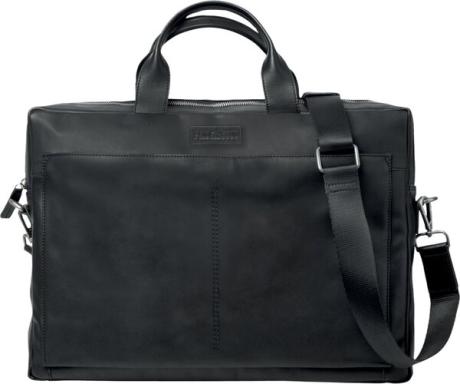 Laptoptasche Mover, Leder, schwarz Tragegriffe, Trolleyband