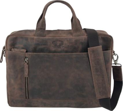 Laptoptasche Raily, Leder, braun Tragegriffe, Trolleyband