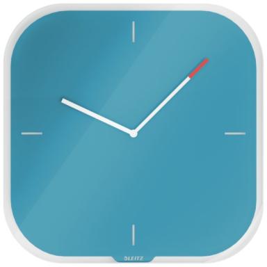Leitz Cosy Wanduhr aus Glas, blau Quartzlaufwerk, 4 mm Sicherheitsglas,