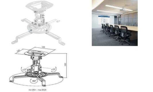LogiLink Beamer-Deckenhalterung, Ar mlänge: 150 mm, weiß (11116309)