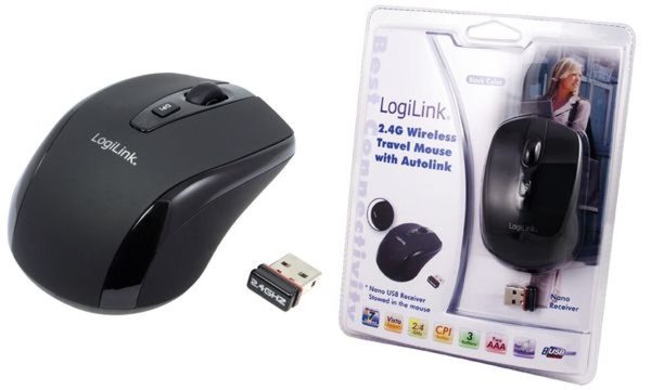 LogiLink Optische Mini Notebook Mau s, kabellos, schwarz (11111677)