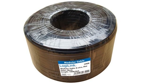 LogiLink Telefonkabel, 100 m, 4-adr ig, flach, schwarz (11112271)