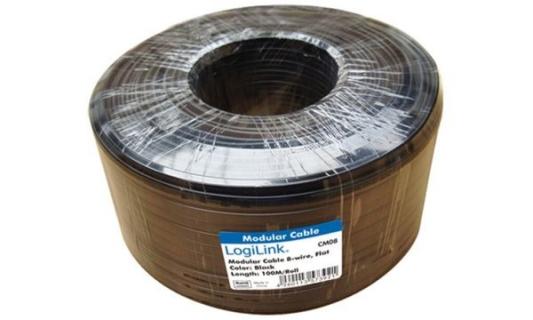 LogiLink Telefonkabel, 100 m, 8-adr ig, flach, schwarz (11112273)