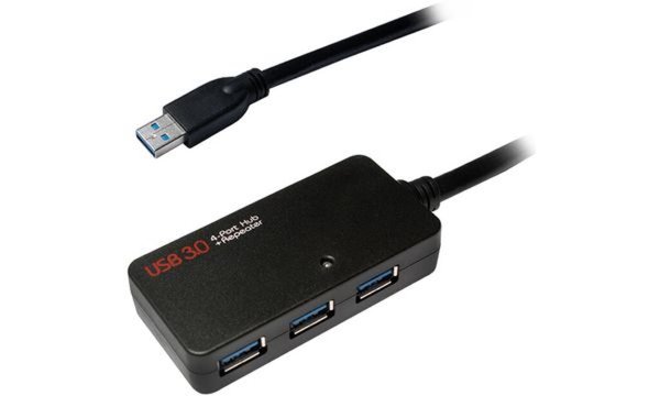 LogiLink USB 3.0 Aktives Verlängeru ngskabel mit USB-Hub, 10m (11115931