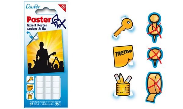 Läufer Klebepads Posterfix, wieder ablösbar, weiß