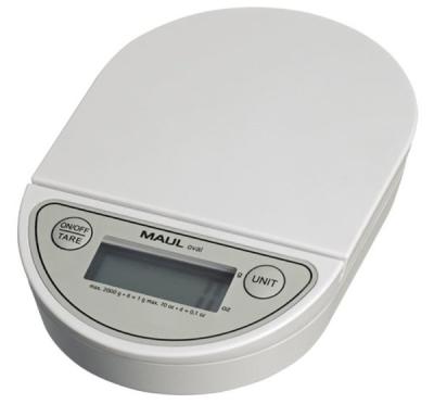 MAUL Briefwaage MAULoval, Tragkraft: 2.000 g, mit Batterie Gehäsue aus Kunststo