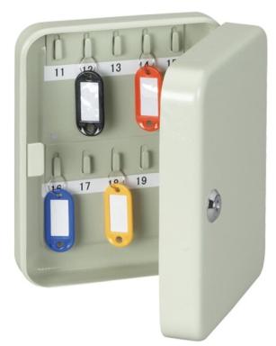 MAUL Schlüsselkasten für 20 Schlüssel, grau inkl. Schlüsselanhängern und Befest