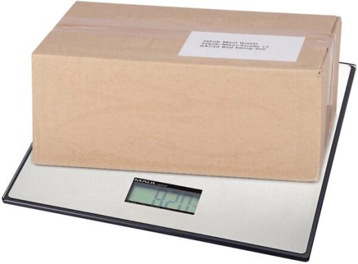 MAUL global Paketwaage, Tragkraft: 25 kg, Farbe: schwarz Wiegefläche mit Edelst