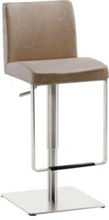 Bar/Tresenhocker 1260EL Gestell Edel- stahl gebürstet, beige gepolsterte