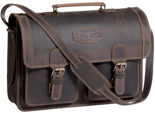 MIKA Aktentasche ROBBERT, Sattelleder, dunkelbraun matt