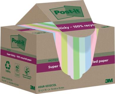 Post-it® Super Sticky Recycling Notes Haftnotizen extrastark farbsortiert 12 Blöcke