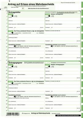 Mahnbescheid A4 für die maschinelle Bearbeitung