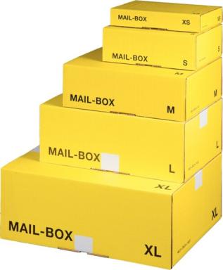 Mail-Box Versandkarton S gelb wiederverschließbar, hk