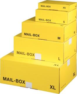 Mail-Box Versandkarton XS gelb wiederverschließbar, hk