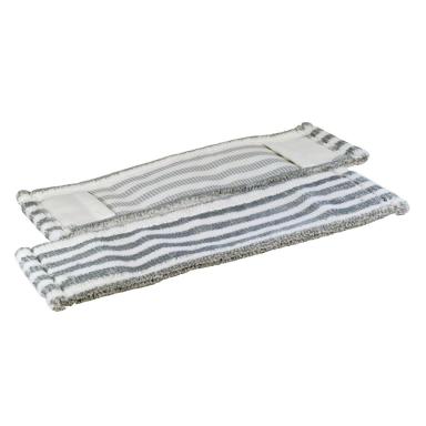 Mikro-Borstenmopp 40 cm | weiß/grau Mikrofaser-Mopp mit eingearbeiteten Polyamid-Borsten. Aufnahme: Tasche