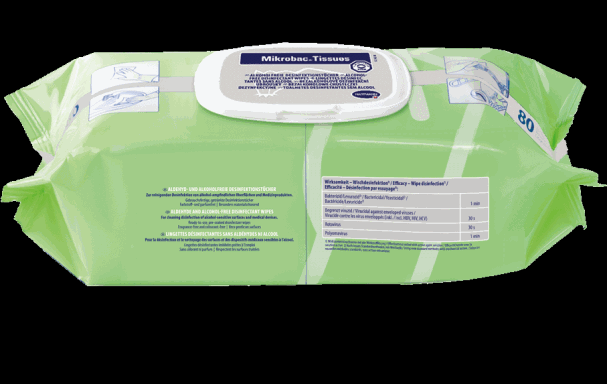 Mikrobac Tissues, Flow Pack | 80 Tücher alkohol- und aldehydfreie Desinfektionstücher zur Schnelldesinfektion von Medizinprodukten und anderen Flächen