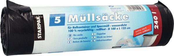 Müllbeutel, LDPE, 240l, 125x100cm, schwarz