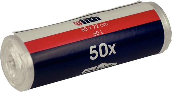 Müllbeutel ULITH, 60 Liter, trans- parent, 600 x 720 mm, HDPE