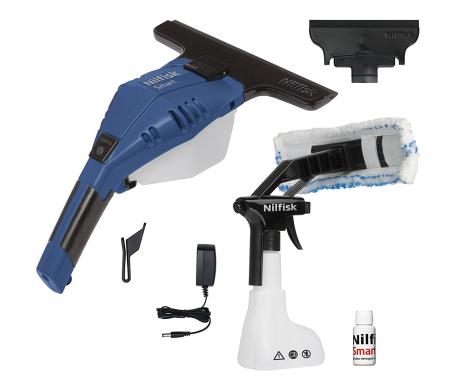 Nilfisk Smart Blue Fenstersauger mit Akku <br>Leichter, benutzerfreundlicher, wiederaufladbarer Fenstersauger Nilfisk Smart Blue Fenstersauger mit Akku <br>Leichter, benutzerfreundlicher, wiederaufladbarer Fenstersauger