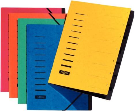 Ordnungsmappe, A4, 7-teilig, blau Aufdruck 1-7 auf dem Deckel mit Eck-